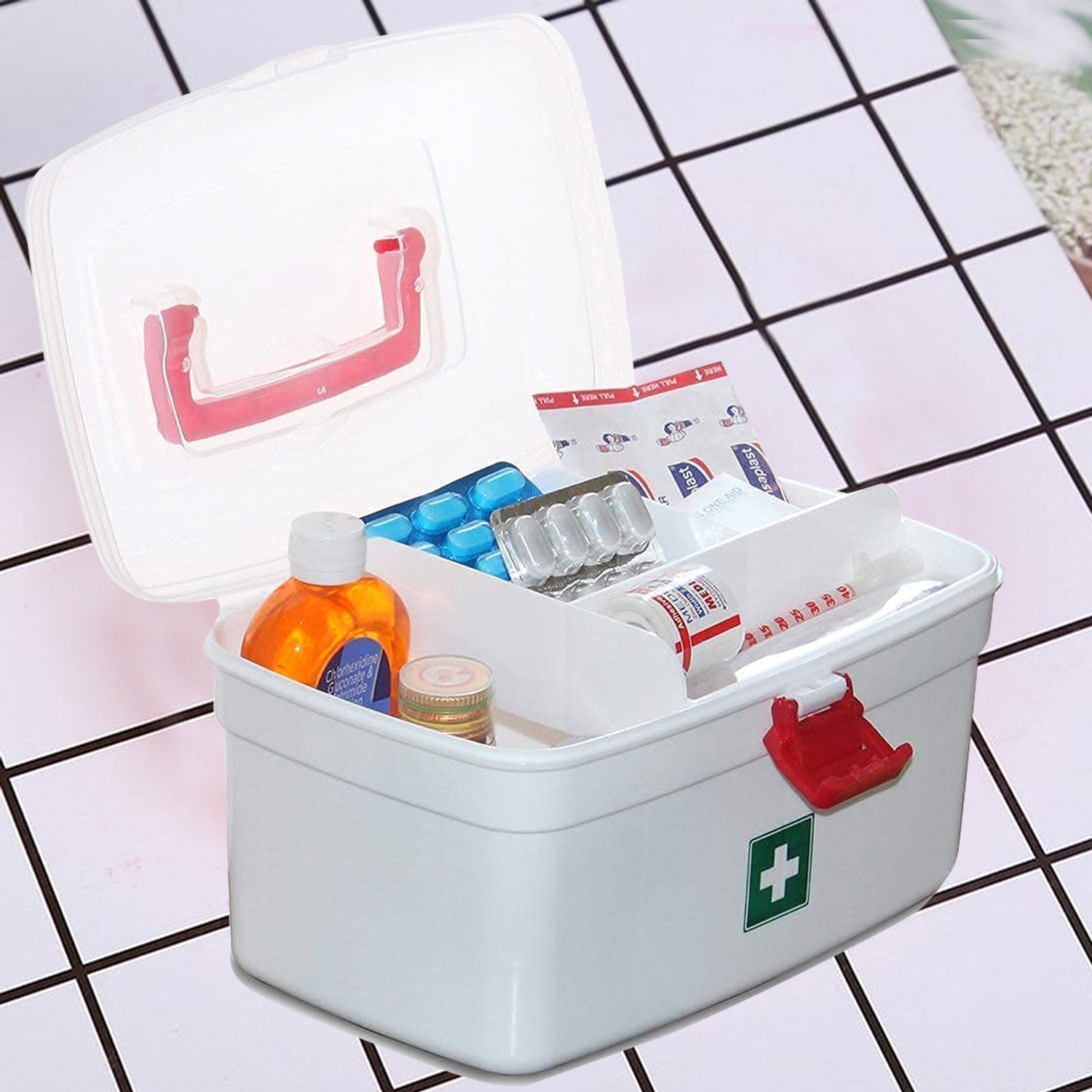 6412 Medical Box, 1 Piece,Indoor Outdoor Medical Utility,Medicine Storage Box,,Detachable Tray Medical Box Multi Purpose Regular Medicine, First Aid Box with Handle, DeoDap 6412 Medical Box, 1 Piece,Indoor Outdoor Medical Utility,Medicine Storage Box,,Detachable Tray Medical Box Multi Purpose Regular Medicine, First Aid Box with Handle, DeoDap